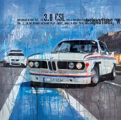 BMW 3.0 CSL by Markus Haub - Original Painting on Box Canvas sized 32x32 inches. Available from Whitewall Galleries