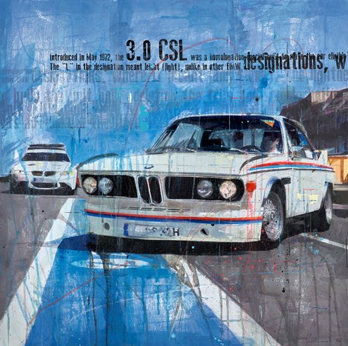 BMW 3.0 CSL by Markus Haub - Original Painting on Box Canvas